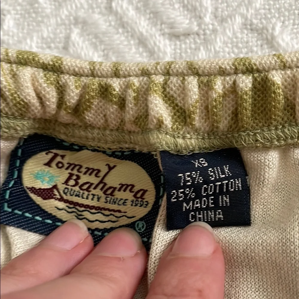 Tommy Bahama silk Olive Green Floral Top and Skirt Set